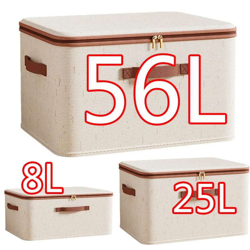 Large Fabric Storage Box with Lid for Clothes and Blankets