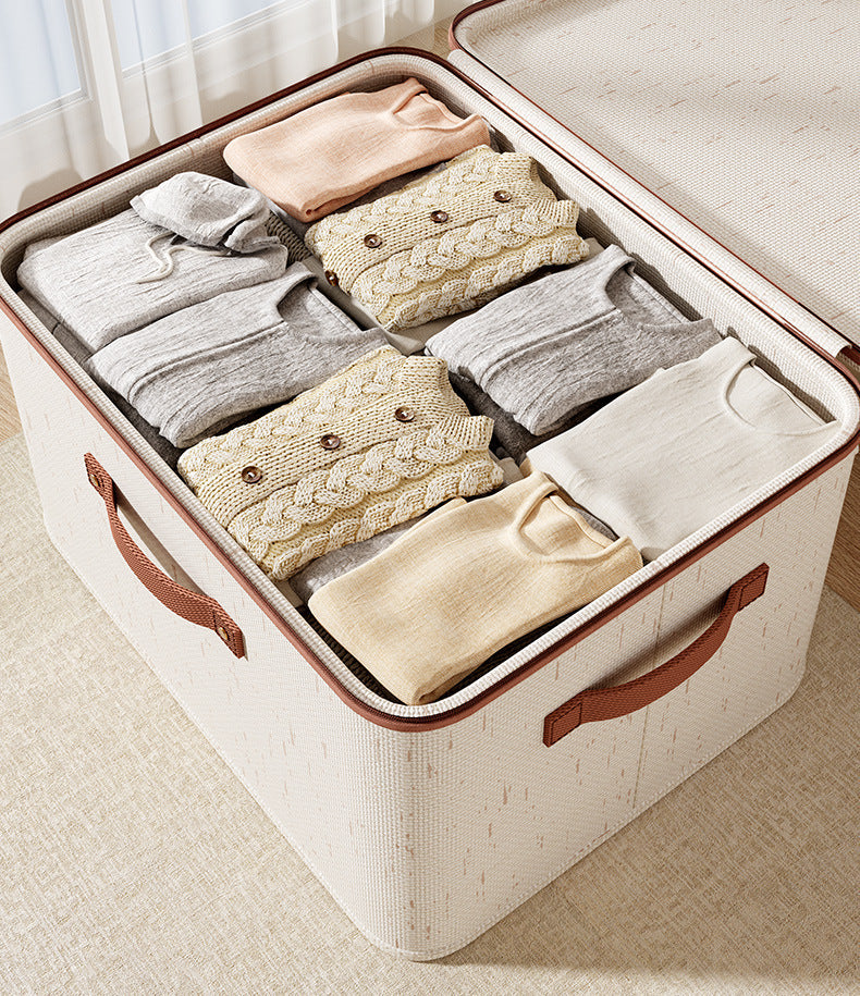 Large Fabric Storage Box with Lid for Clothes and Blankets