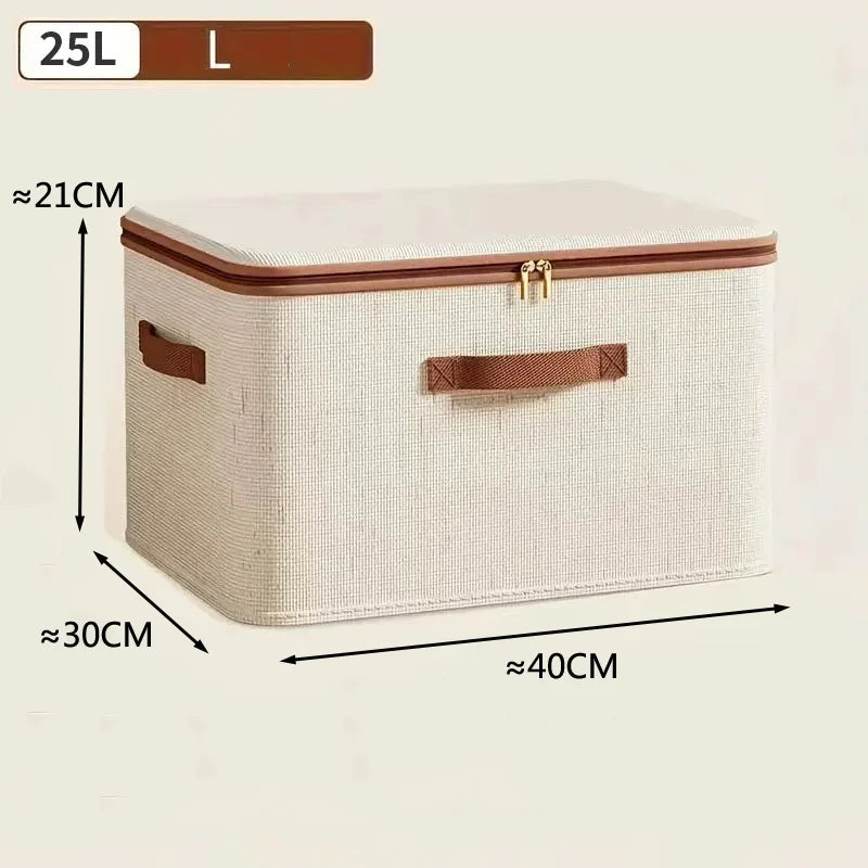 Large Fabric Storage Box with Lid for Clothes and Blankets