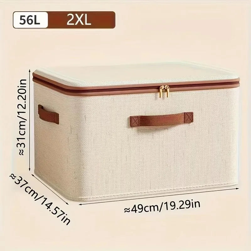 Large Fabric Storage Box with Lid for Clothes and Blankets