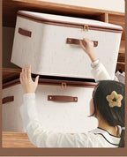 Large Fabric Storage Box with Lid for Clothes and Blankets