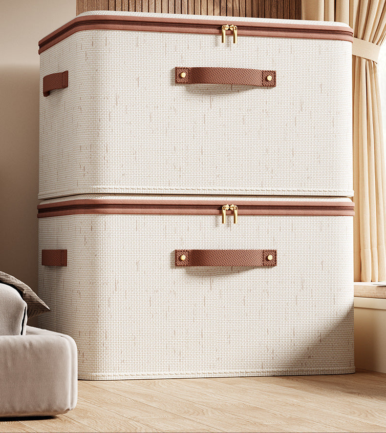 Large Fabric Storage Box with Lid for Clothes and Blankets